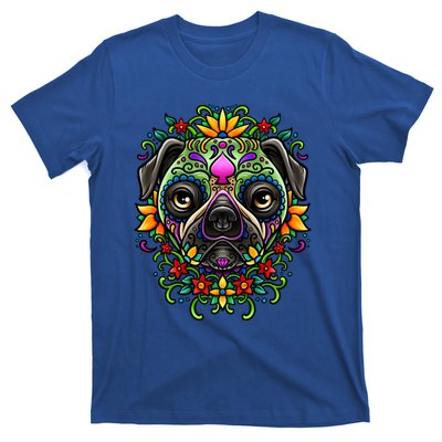 Day Of The Dead Pug Detailed Colorful Illustration Cool Gift T-Shirt