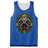 Day Of The Dead Pug Detailed Colorful Illustration Cool Gift Mesh Reversible Basketball Jersey Tank