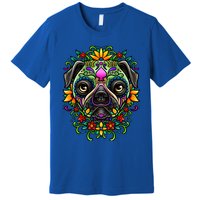 Day Of The Dead Pug Detailed Colorful Illustration Cool Gift Premium T-Shirt