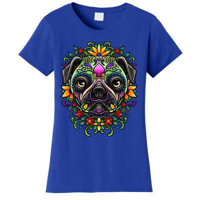 Day Of The Dead Pug Detailed Colorful Illustration Cool Gift Women's T-Shirt