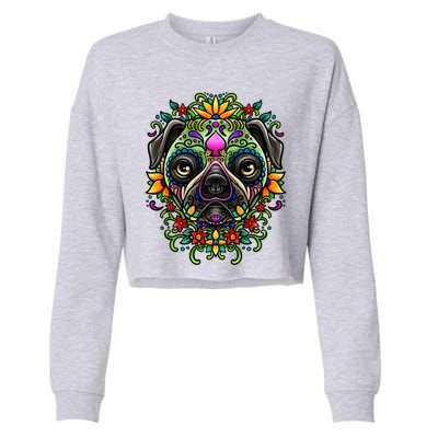 Day Of The Dead Pug Detailed Colorful Illustration Cool Gift Cropped Pullover Crew