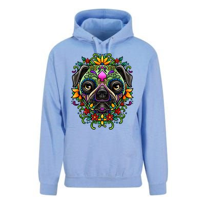 Day Of The Dead Pug Detailed Colorful Illustration Cool Gift Unisex Surf Hoodie