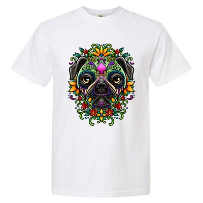 Day Of The Dead Pug Detailed Colorful Illustration Cool Gift Garment-Dyed Heavyweight T-Shirt