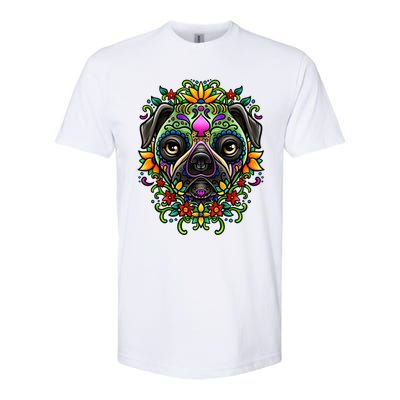 Day Of The Dead Pug Detailed Colorful Illustration Cool Gift Softstyle CVC T-Shirt