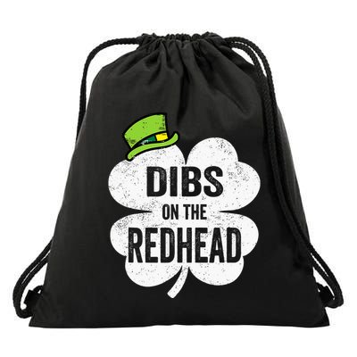 Dibs On The Redhead Funny St Patricks Day Drinking Drawstring Bag