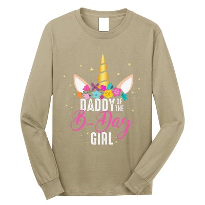 Daddy Of The B Day Father Gifts Unicorn Birthday Long Sleeve Shirt