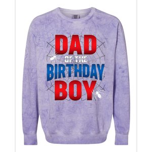 Dad Of The Birthday Costume Spider Web Birthday Party Colorblast Crewneck Sweatshirt