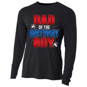 Dad Of The Birthday Costume Spider Web Birthday Party Cooling Performance Long Sleeve Crew