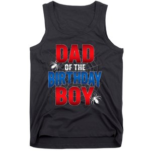 Dad Of The Birthday Costume Spider Web Birthday Party Tank Top