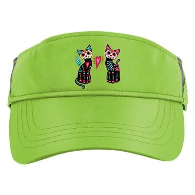 Day Of The Dead Cats Cat Lovers Dia De Los Muertos Adult Drive Performance Visor