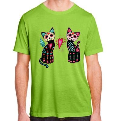 Day Of The Dead Cats Cat Lovers Dia De Los Muertos Adult ChromaSoft Performance T-Shirt