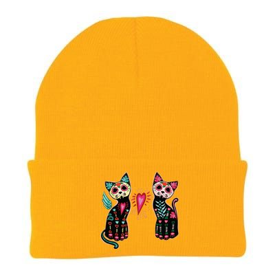 Day Of The Dead Cats Cat Lovers Dia De Los Muertos Knit Cap Winter Beanie