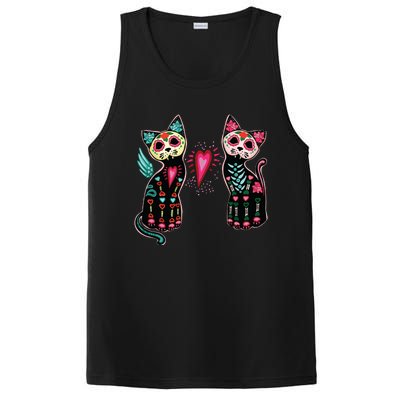 Day Of The Dead Cats Cat Lovers Dia De Los Muertos PosiCharge Competitor Tank