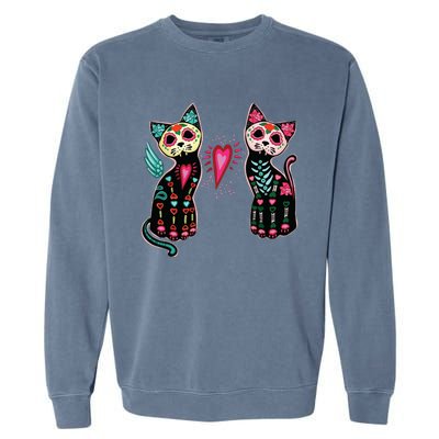 Day Of The Dead Cats Cat Lovers Dia De Los Muertos Garment-Dyed Sweatshirt