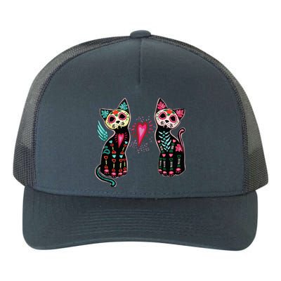 Day Of The Dead Cats Cat Lovers Dia De Los Muertos Yupoong Adult 5-Panel Trucker Hat