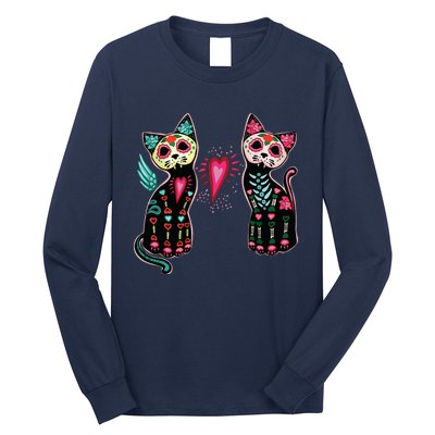 Day Of The Dead Cats Cat Lovers Dia De Los Muertos Long Sleeve Shirt