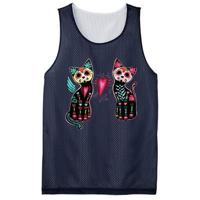 Day Of The Dead Cats Cat Lovers Dia De Los Muertos Mesh Reversible Basketball Jersey Tank