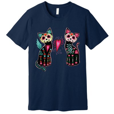 Day Of The Dead Cats Cat Lovers Dia De Los Muertos Premium T-Shirt