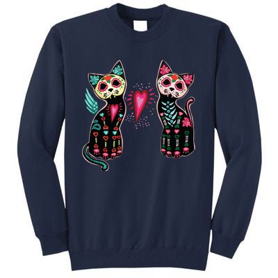 Day Of The Dead Cats Cat Lovers Dia De Los Muertos Tall Sweatshirt