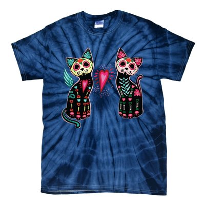 Day Of The Dead Cats Cat Lovers Dia De Los Muertos Tie-Dye T-Shirt