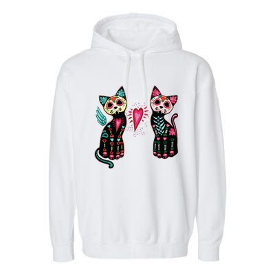 Day Of The Dead Cats Cat Lovers Dia De Los Muertos Garment-Dyed Fleece Hoodie