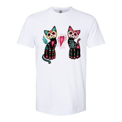 Day Of The Dead Cats Cat Lovers Dia De Los Muertos Softstyle CVC T-Shirt