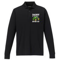 Daddy Of The Birthday Boy Family Tractors Farm Trucks Bday Performance Long Sleeve Polo