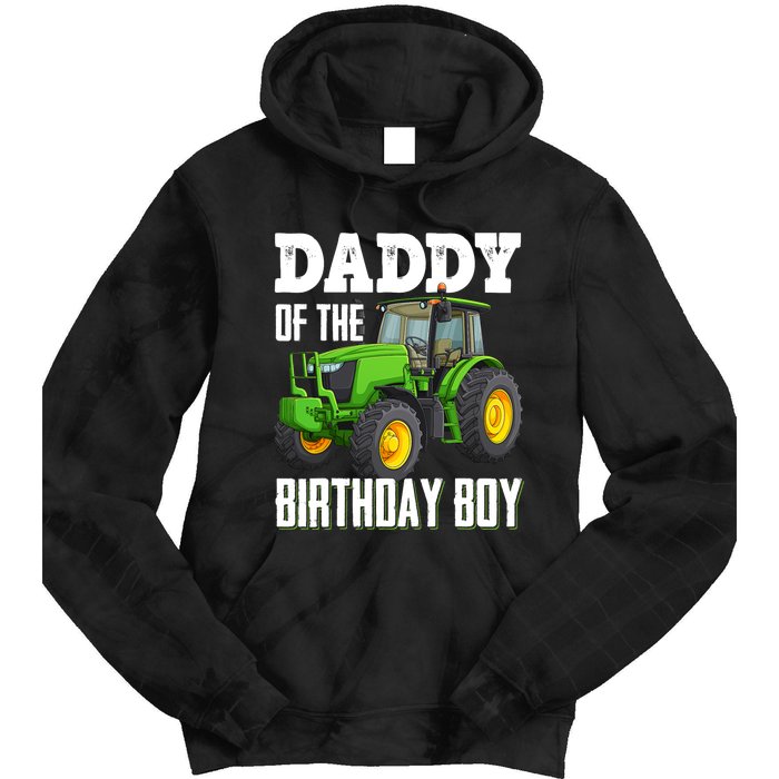 Daddy Of The Birthday Boy Family Tractors Farm Trucks Bday Tie Dye Hoodie