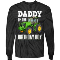 Daddy Of The Birthday Boy Family Tractors Farm Trucks Bday Tie-Dye Long Sleeve Shirt