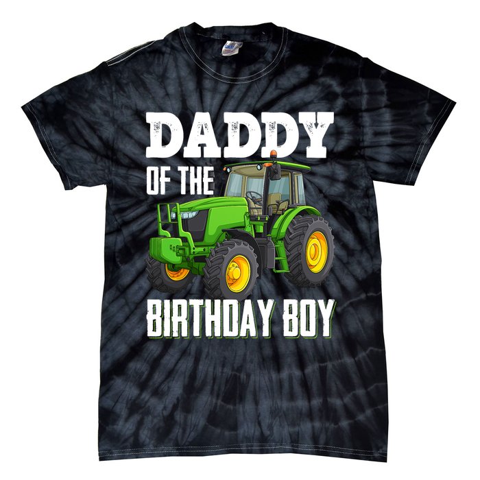 Daddy Of The Birthday Boy Family Tractors Farm Trucks Bday Tie-Dye T-Shirt