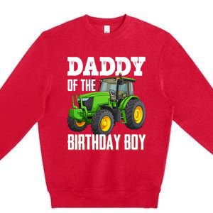 Daddy Of The Birthday Boy Family Tractors Farm Trucks Bday Premium Crewneck Sweatshirt