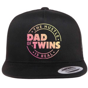 Dad of Twins Funny New Dad To Be Tired Love Proud Cute Flat Bill Trucker Hat