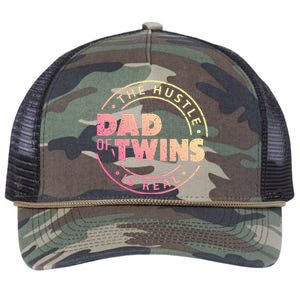 Dad of Twins Funny New Dad To Be Tired Love Proud Cute Retro Rope Trucker Hat Cap