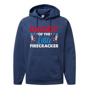 Daddy Of The Little Firecracker 4th Of July Birthday Party Gift Performance Fleece Hoodie