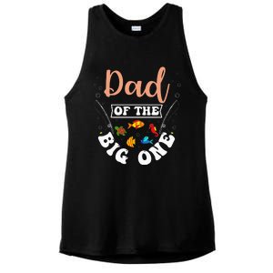 Dad Of The Big One Fishing Birthday Party Bday Celebration Ladies PosiCharge Tri-Blend Wicking Tank