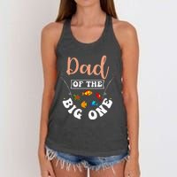 Dad Of The Big One Fishing Birthday Party Bday Celebration Women's Knotted Racerback Tank