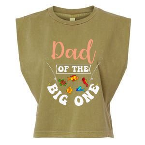 Dad Of The Big One Fishing Birthday Party Bday Celebration Garment-Dyed Women's Muscle Tee