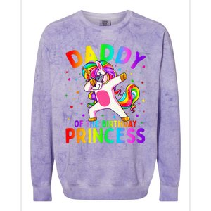 Daddy of the Birthday Princess Dabbing Unicorn Dad Colorblast Crewneck Sweatshirt