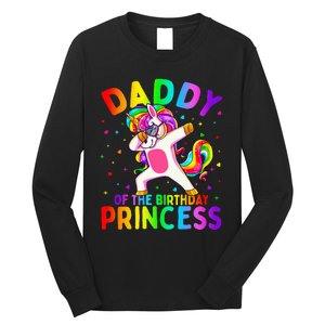 Daddy of the Birthday Princess Dabbing Unicorn Dad Long Sleeve Shirt