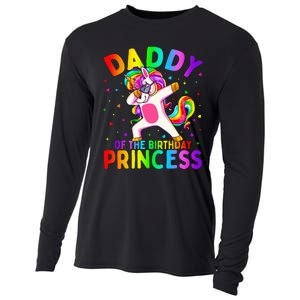 Daddy of the Birthday Princess Dabbing Unicorn Dad Cooling Performance Long Sleeve Crew