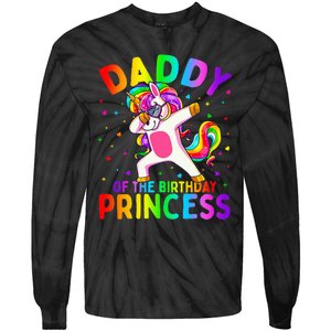 Daddy of the Birthday Princess Dabbing Unicorn Dad Tie-Dye Long Sleeve Shirt