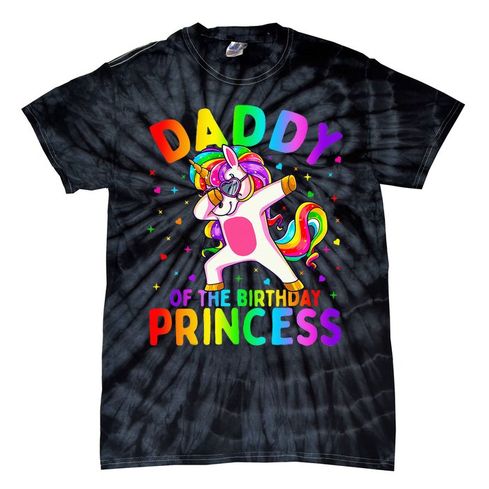 Daddy of the Birthday Princess Dabbing Unicorn Dad Tie-Dye T-Shirt