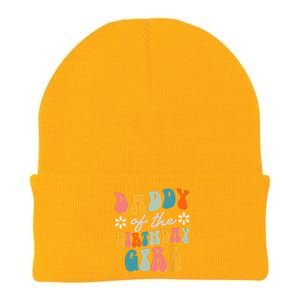 Daddy Of The Birthday Girl Groovy Themed Father Dad Knit Cap Winter Beanie