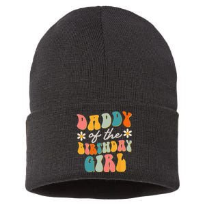 Daddy Of The Birthday Girl Groovy Themed Father Dad Sustainable Knit Beanie