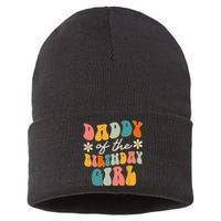 Daddy Of The Birthday Girl Groovy Themed Father Dad Sustainable Knit Beanie