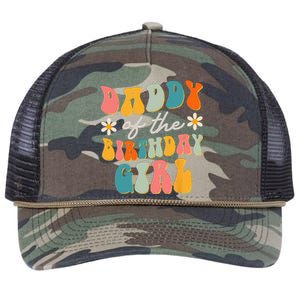 Daddy Of The Birthday Girl Groovy Themed Father Dad Retro Rope Trucker Hat Cap