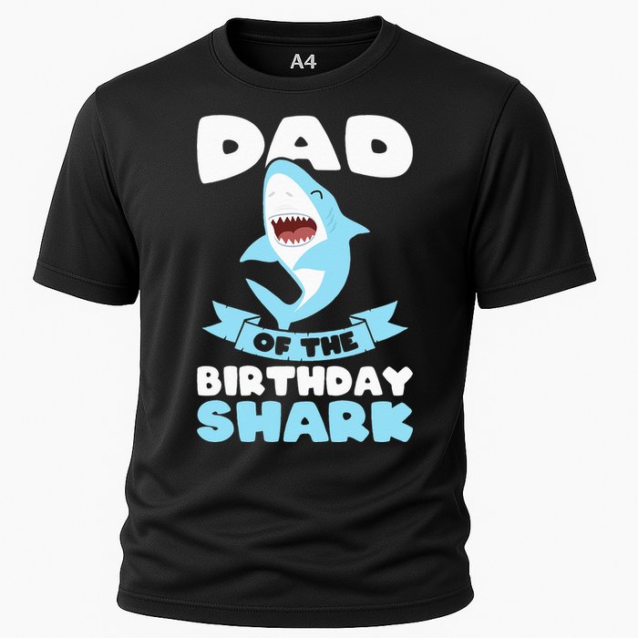 Dad of the Birthday Shark Birthday Cooling Performance Crew T-Shirt