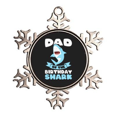 Dad of the Birthday Shark Birthday Metallic Star Ornament