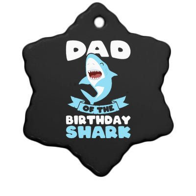 Dad of the Birthday Shark Birthday Ceramic Star Ornament