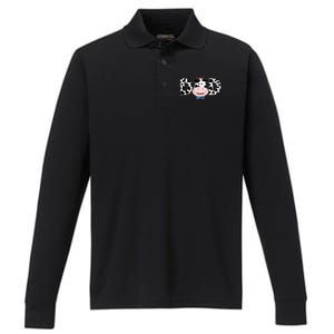 Dad Of The Birthday Mother Cow Farm Cow Dad 1st Performance Long Sleeve Polo